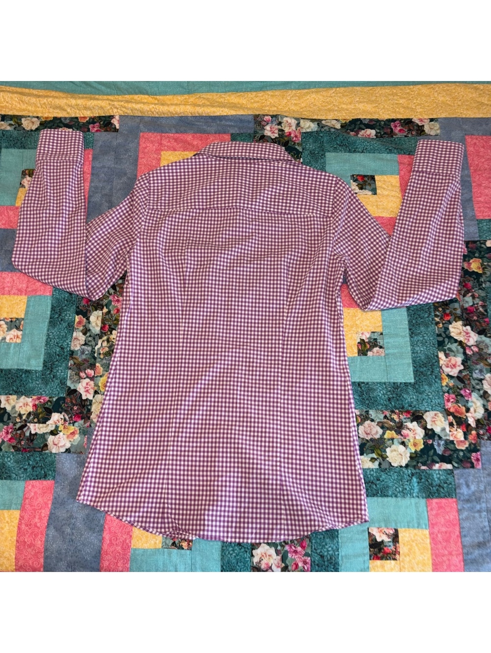 J.Crew The Perfect Shirt $79 Woman Size 2 Tall Purple Gingham Cotton ButtonDown - Picture 4 of 9